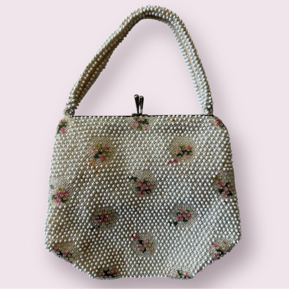 1950s Lumured Corde’ Beaded Purse, Vintage Top Handle Handbag, Mid Century Purse - Picture 4 of 6